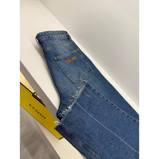 Blue Women’s Jeans with Orange Logo