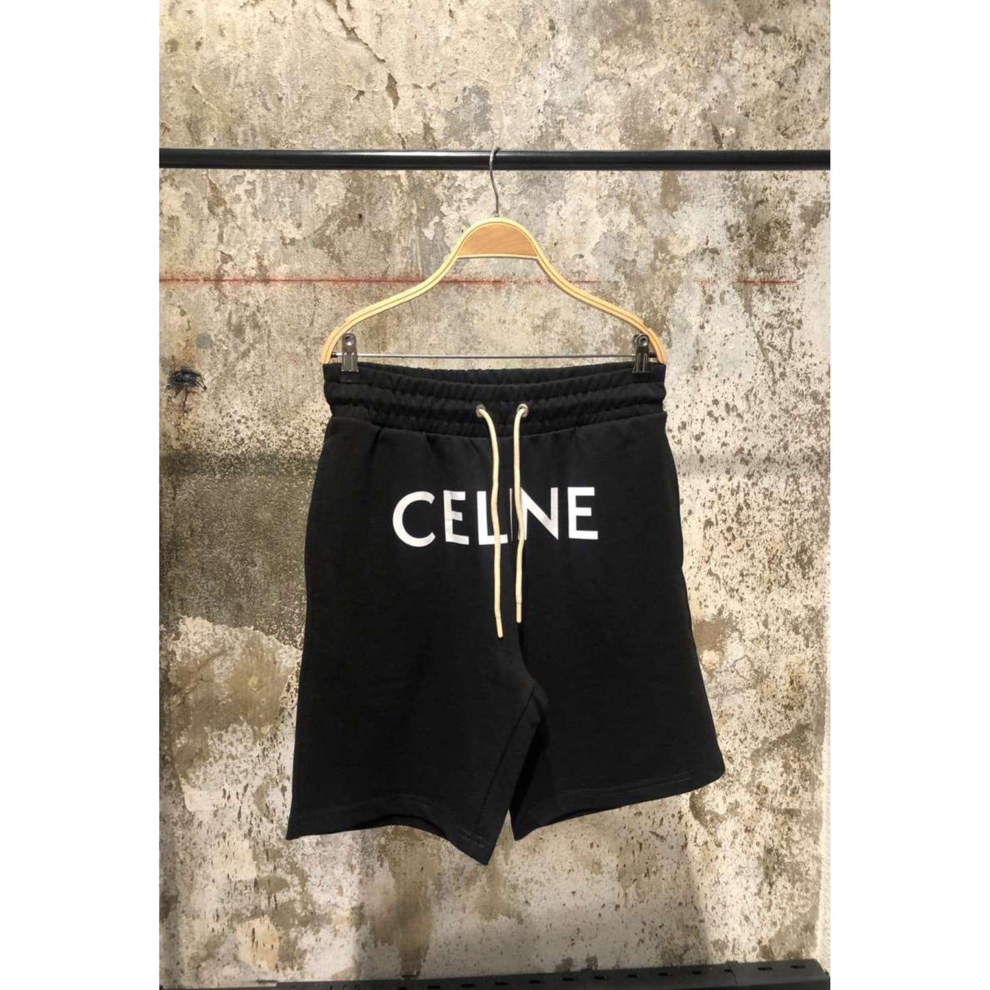Black Cotton Shorts with Logo