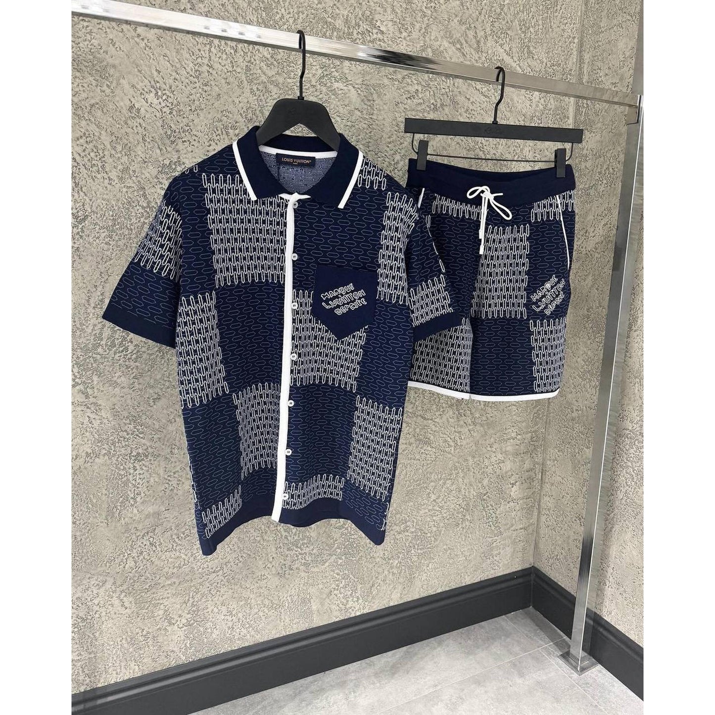 Premium Knitted Dark Blue Summer Set