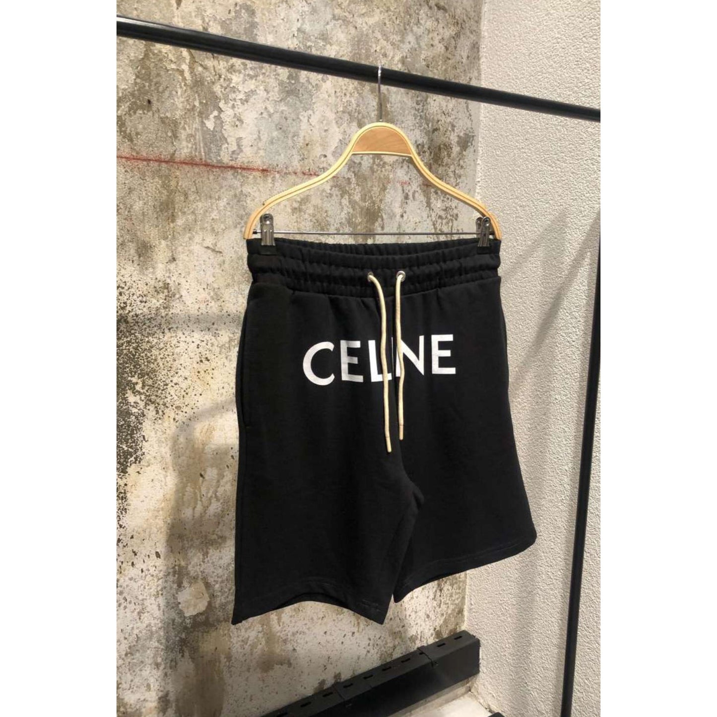 Black Cotton Shorts with Logo