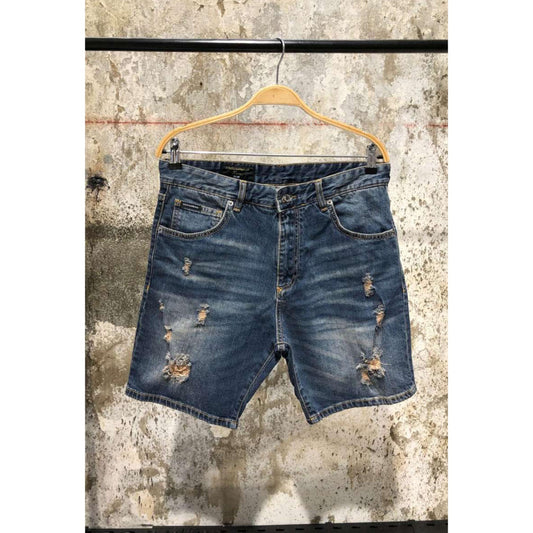 Dark Blue Ripped Denim Shorts