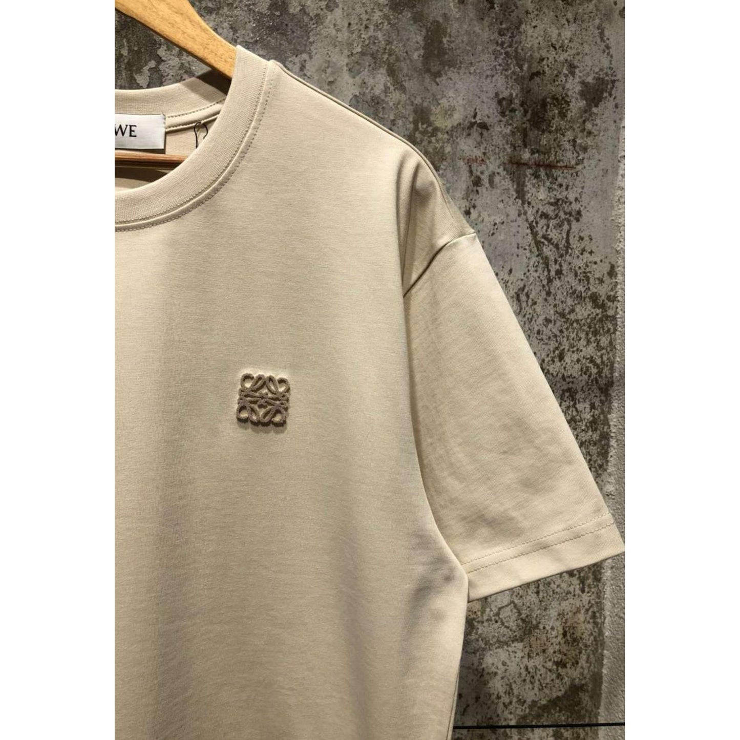 Beige Oversized T-Shirt with Small Embroidered Logo