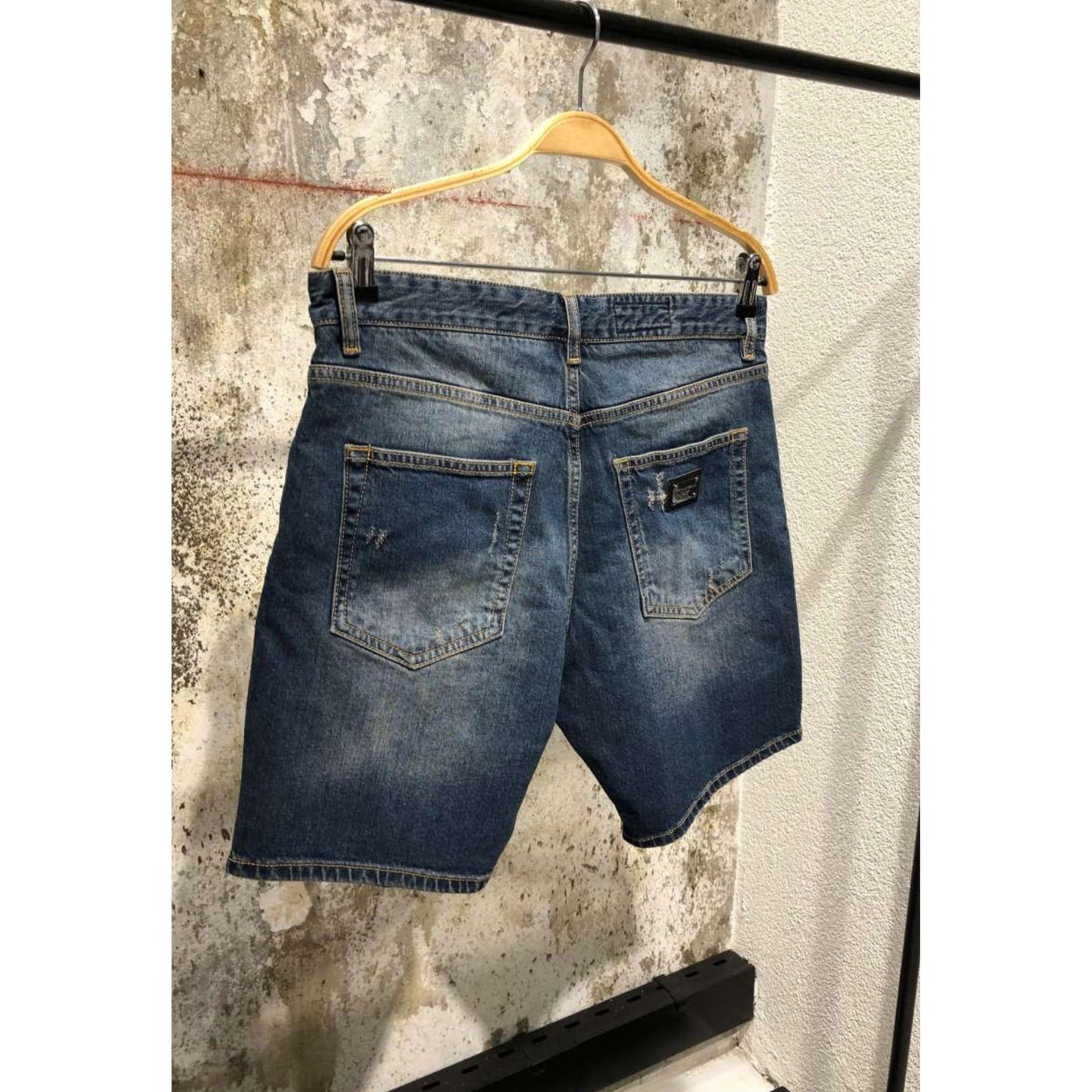 Dark Blue Ripped Denim Shorts