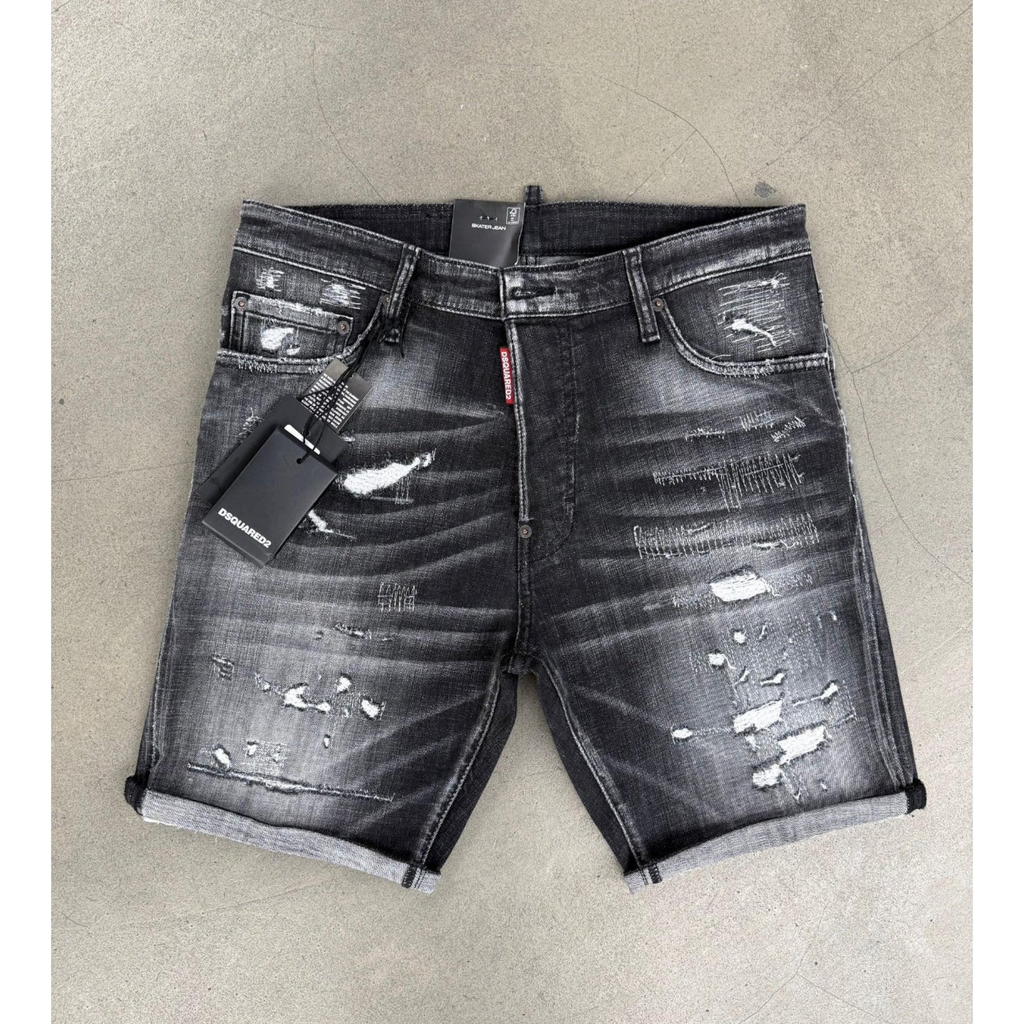 Black Denim Ripped Shorts