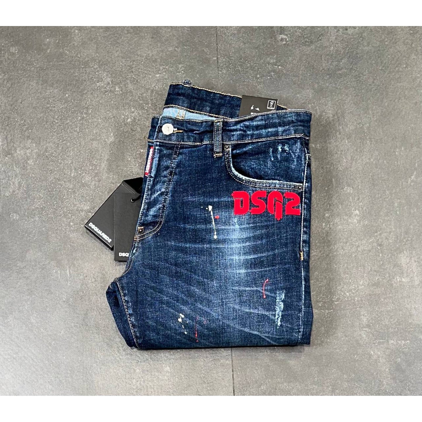 Blue Men Jeans with Red Logo