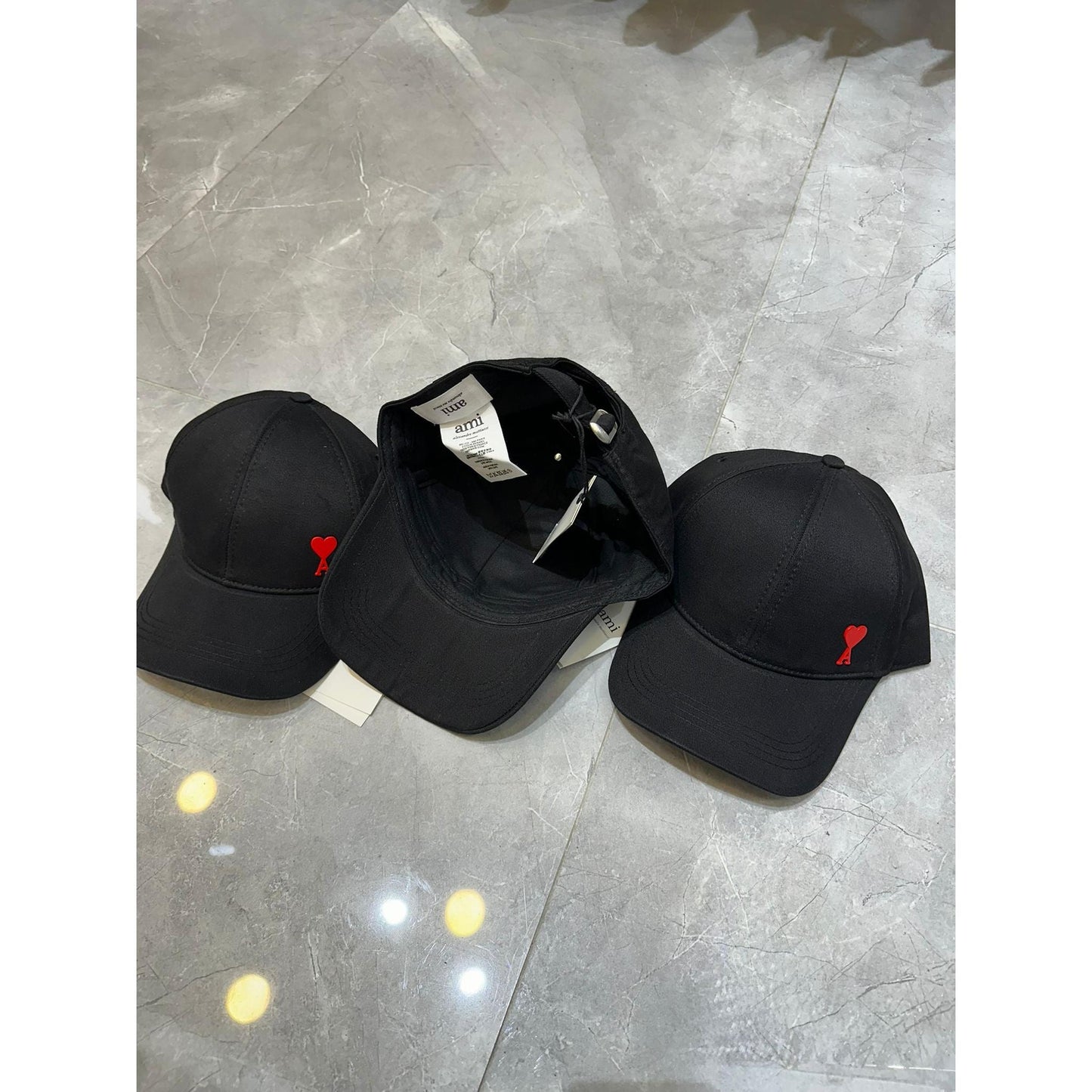 Black Cap with Embroidered Heart