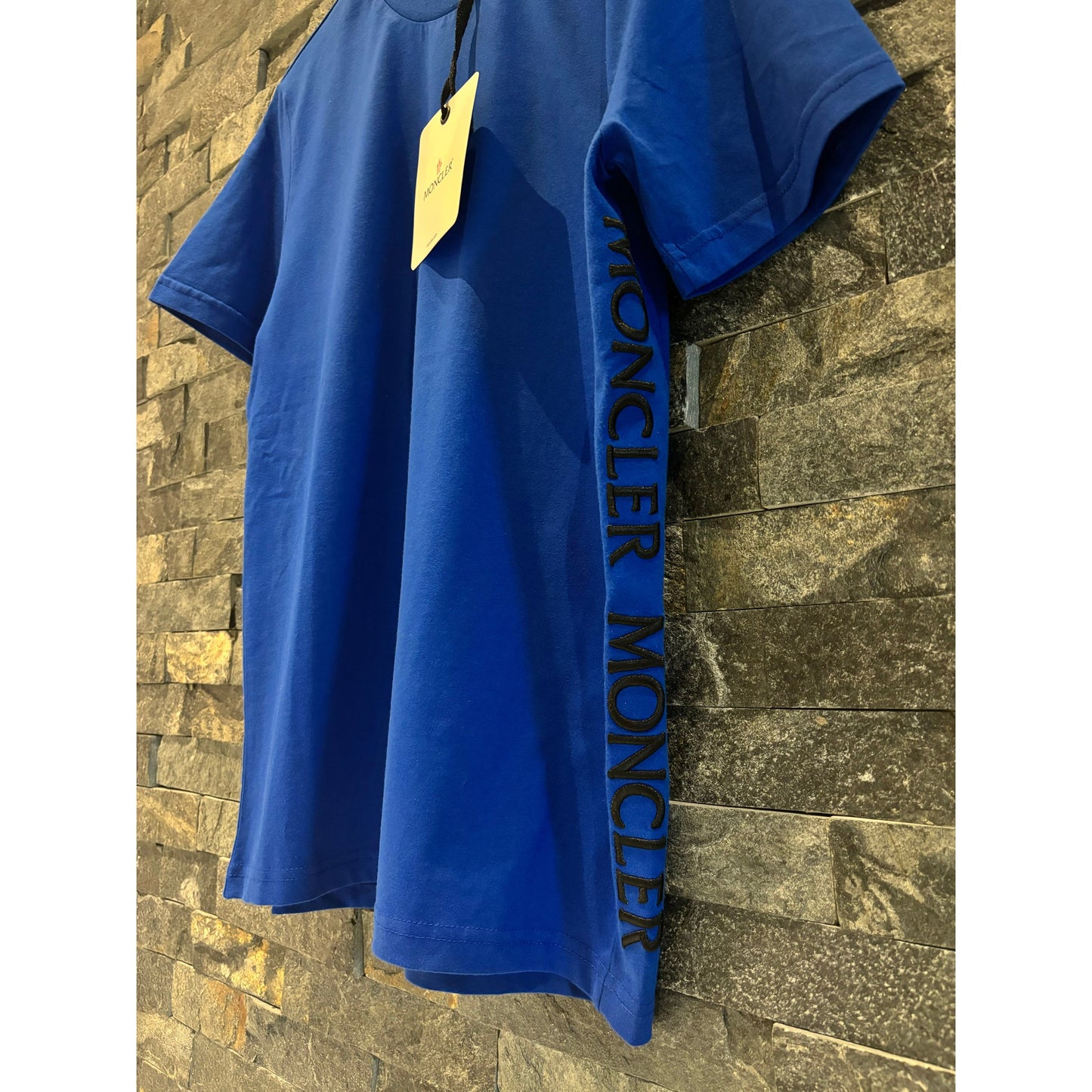 Blue Cotton T-shirt with Embroidered Logo