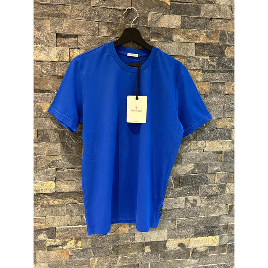 Blue Cotton T-shirt with Embroidered Logo