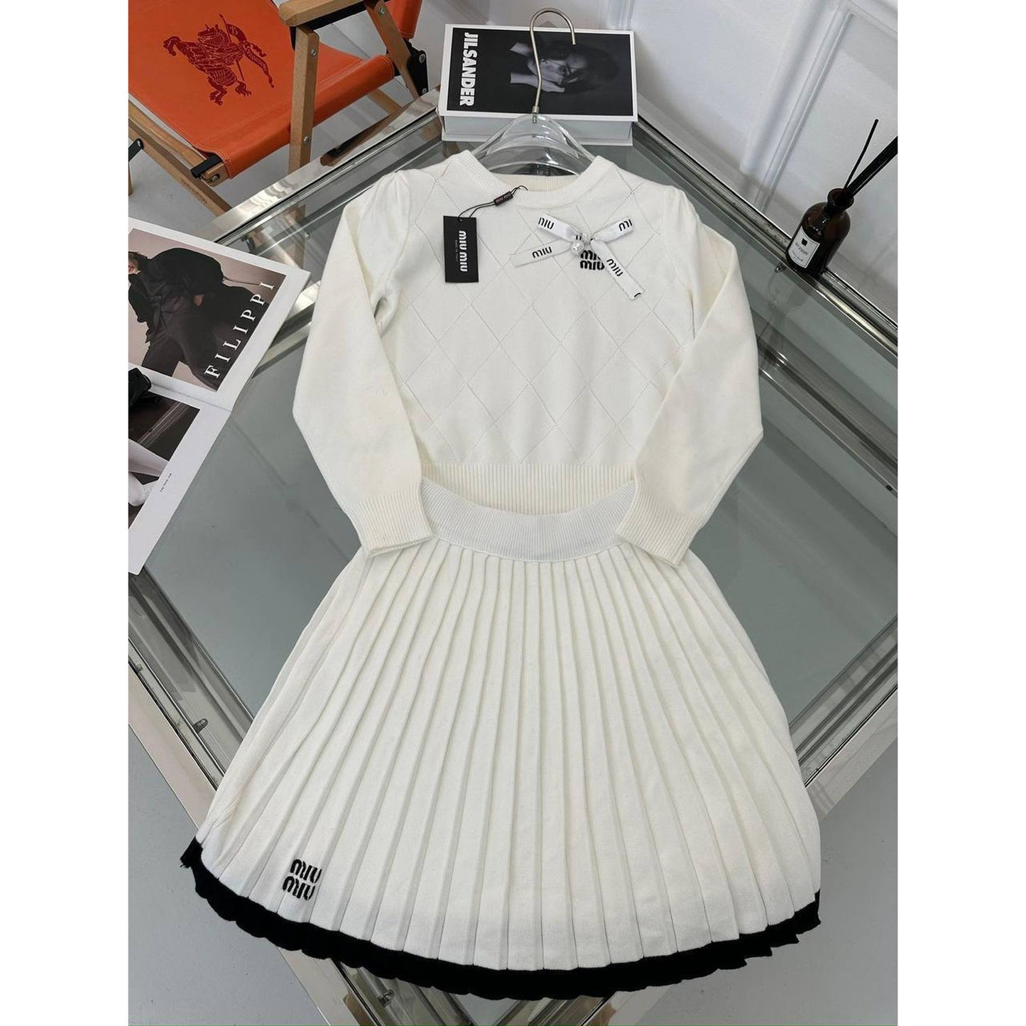 White 2 Pieces Knitted Women Set